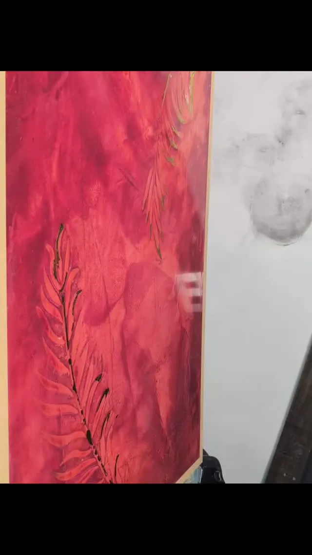 イタリア漆喰イスペーグにステンシル転写、鏡面磨きです